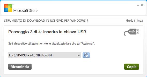 Strumento di download in USB/DVD