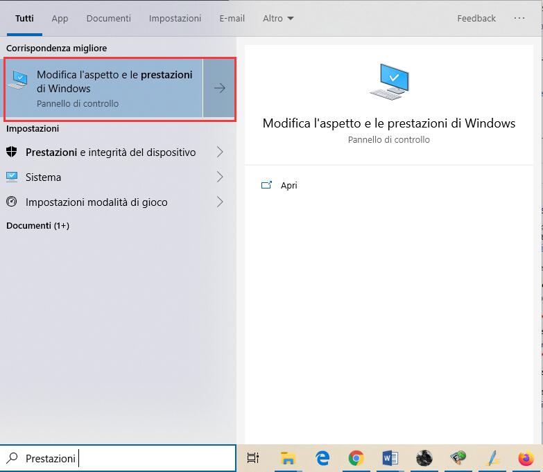 Modifica l'aspetto e le prestazioni di Windows