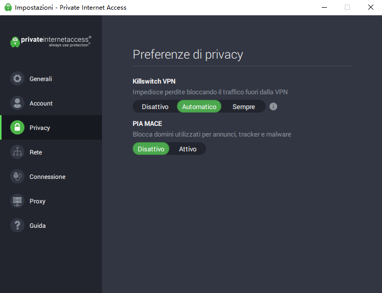 Private Internet Access per Windows
