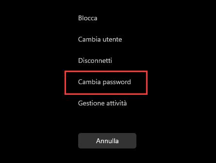 Cambiare Password 