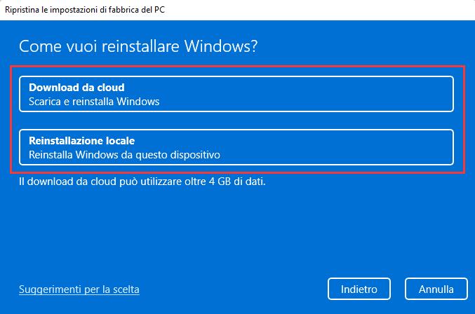 Resettare Windows 11